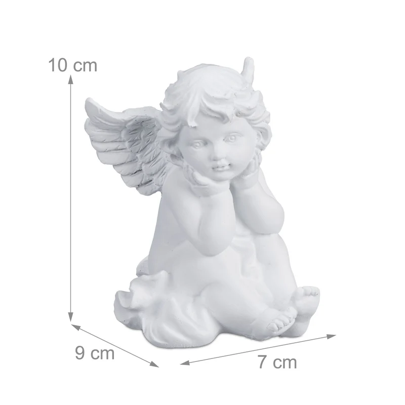 Lot de 2 décorations pour une tombe ange symbole protection 30 x 15 x 10 cm en résine artificielle grise 13_0014793
