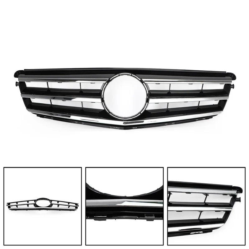 Grille Calandre Avant LED Noire Chromée Benz Classe C W204