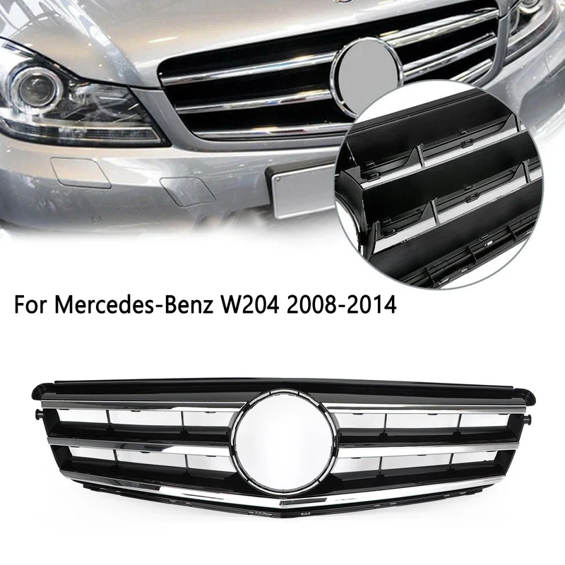 Grille Calandre Avant LED Noire Chromée Benz Classe C W204