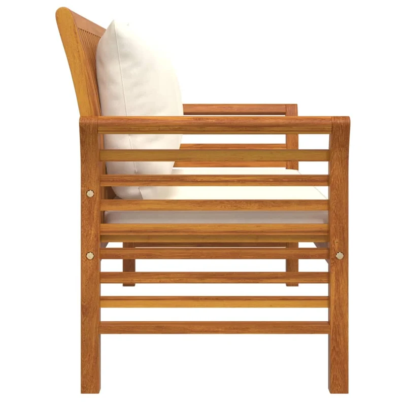 Banc de jardin meuble de patio d'extérieur terrasse canapé avec coussins blanc crème 120 x 60 x 81 cm bois d'acacia solide 02_0011117