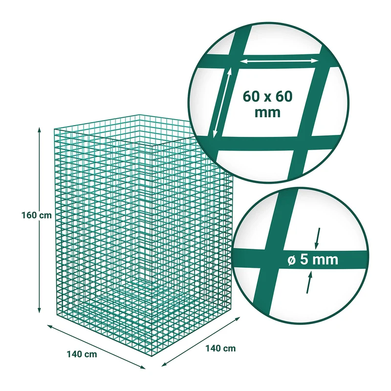 Filet à foin pour balles rondes - 1 400 x 1 400 x 1 600 mm - taille des mailles : 60 mm - vert 14_0005659
