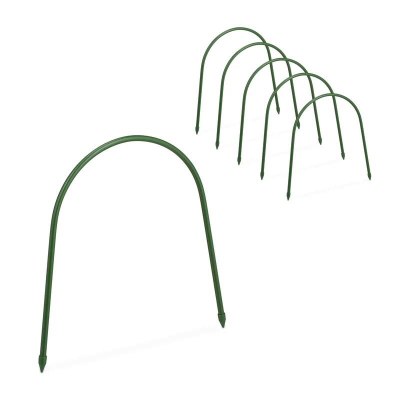 Lot de 6 arches de serre en tunnel résistantes pour potager horticulture 200 x 50 x 50 cm en acier noir 13_0012637