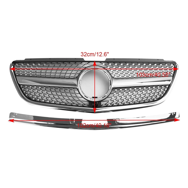 Grille Pare-Chocs Avant Diamant Mercedes Vito W447 2015-2019 GT Style