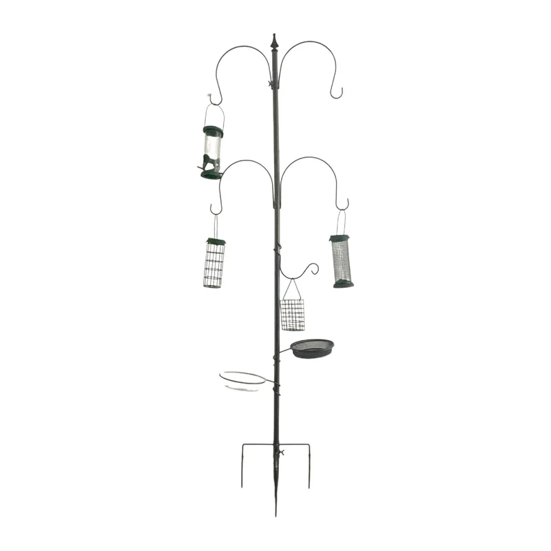 Mangeoire à oiseaux rustique avec support décoratif 231 x 55,9 x 5 cm en acier marron 13_0017925
