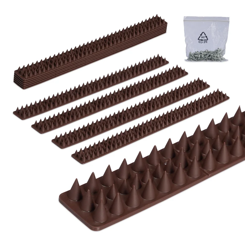 Lot de 20 pics anti-pigeons ajustables pour balcon jardin 2 x 49 x 4 cm en plastique marron 13_0016108