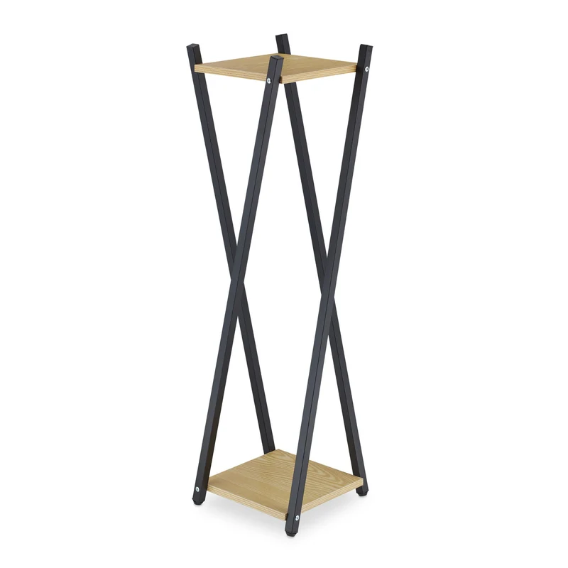 Étagère à plantes haute design géométrique 99 x 29 x 29 cm en MDF effet marbre noir 13_0010978