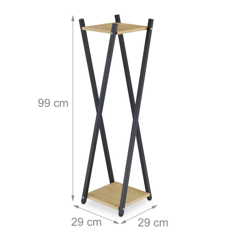 Étagère à plantes haute design géométrique 99 x 29 x 29 cm en MDF effet marbre noir 13_0010978