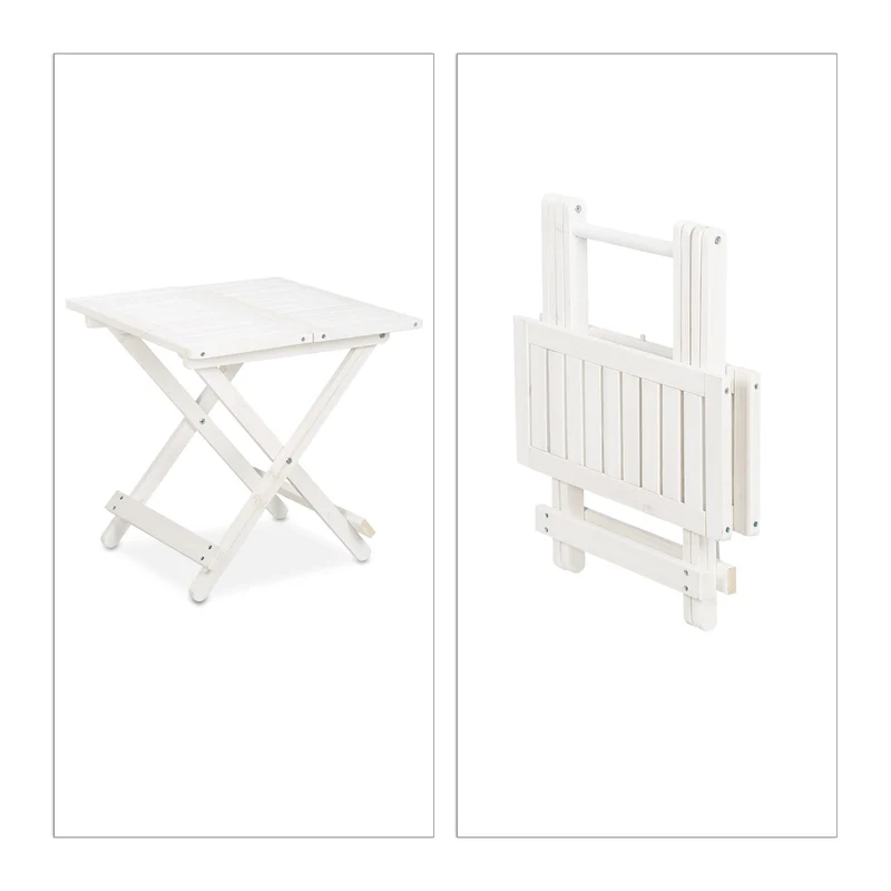 Table pliante d'appoint extérieure 80 x 60 x 70 cm pratique et flexible style contemporain en bois blanc 13_0011260