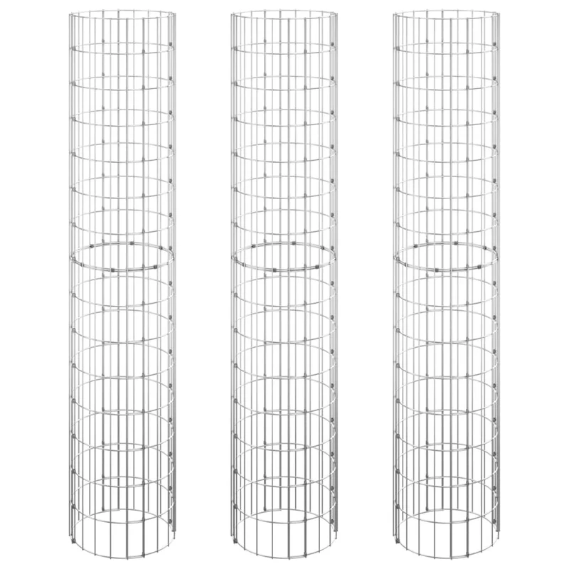 Lit surélevé à gabion circulaire 3 pièces acier galvanisé Ø30 x 150cm Argent 02_0039902