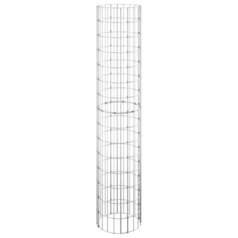 Lit surélevé à gabion circulaire 3 pièces acier galvanisé Ø30 x 150cm Argent 02_0039902