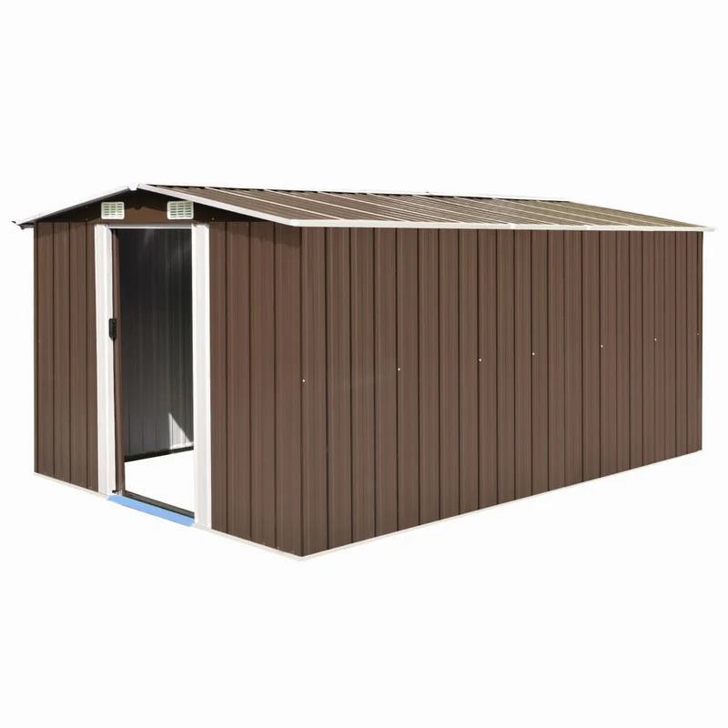 Abri de jardin cabane cabanon maison de stockage remise extérieur hangar outils robuste 257 x 392 x 181 cm métal marron 02_0022168