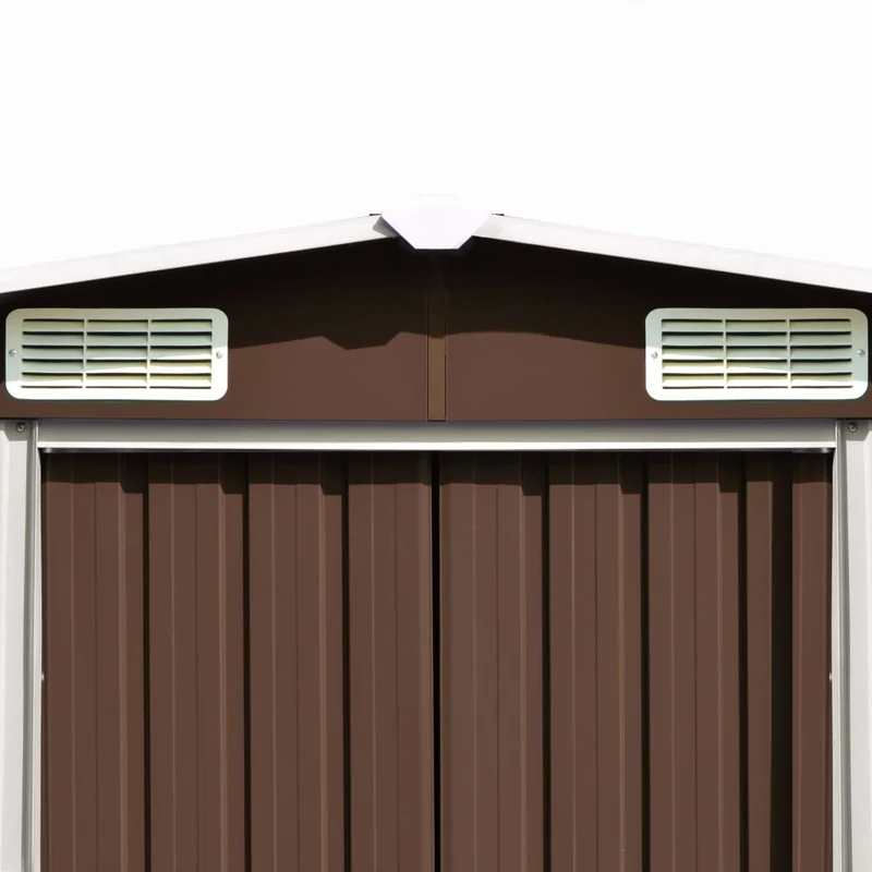 Abri de jardin cabane cabanon maison de stockage remise extérieur hangar outils robuste 257 x 392 x 181 cm métal marron 02_0022168