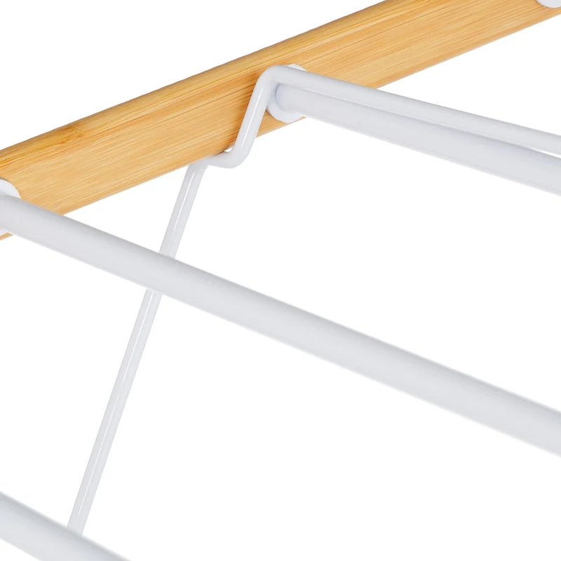 Étendoir à linge pliable spacieux 100 x 148 x 56 cm pour aérer vêtements 2 étages en bambou naturel 13_0017651