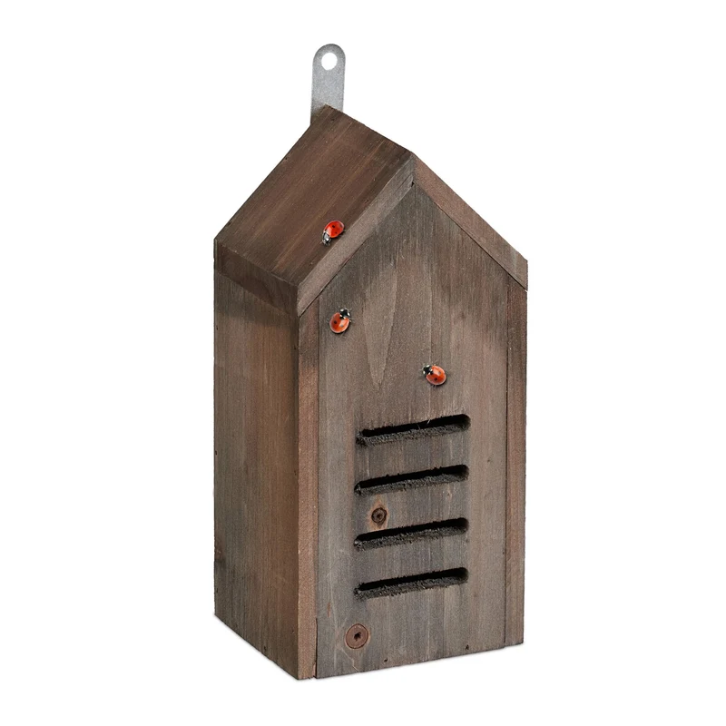 Hôtel à insectes suspendu design moderne jardin 30 x 20 x 10 cm en bois de sapin naturel 13_0015257