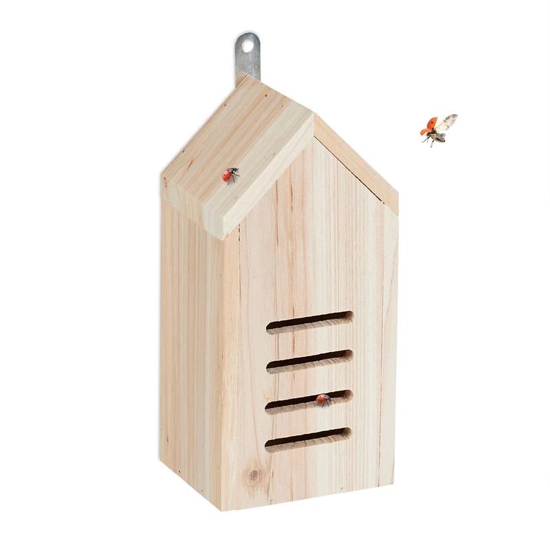 Hôtel à insectes design moderne jardin abri suspendu 30 x 20 x 15 cm en bois de sapin naturel 13_0015251