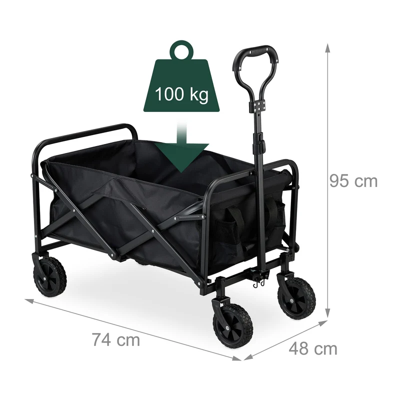Chariot à roulettes pliable pratique 83 x 46 x 52 cm avec roulettes rotatives ergonomiques en tissu bleu 13_0016962