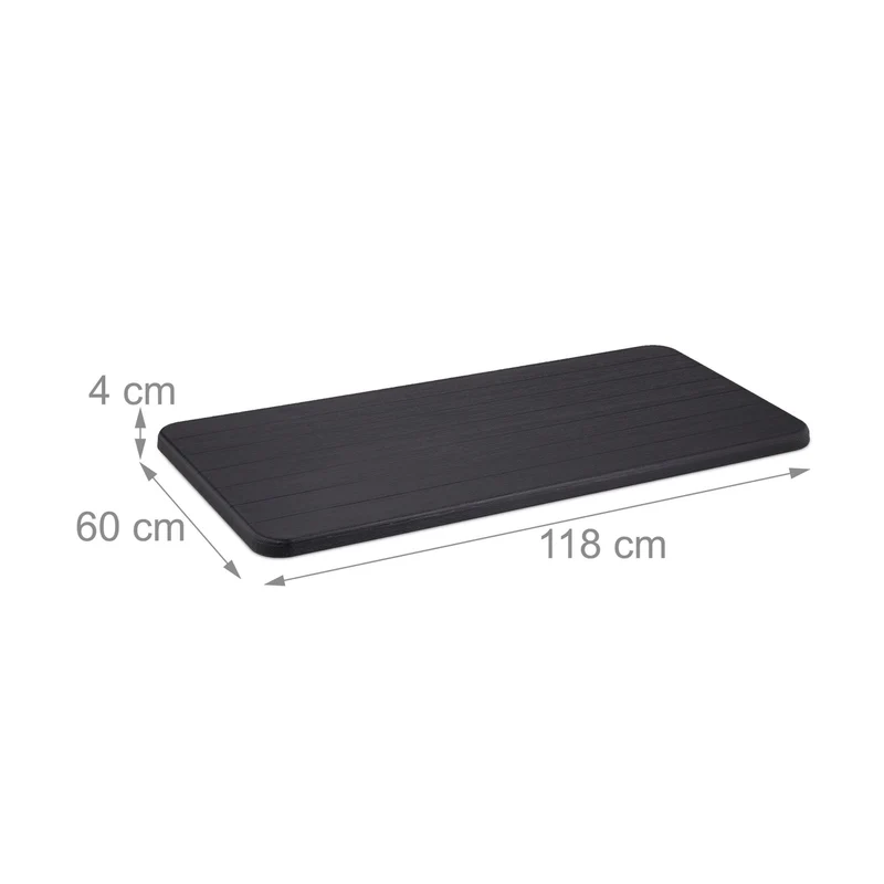 Table de jardin rectangulaire pour 4 personnes en plastique noir aspect bois moderne 150 x 90 x 75 cm en acier noir 13_0012916