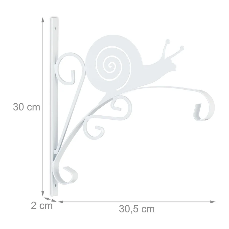Crochet de suspension décoratif jardin balcon 30 x 12 x 10 cm en fer blanc 13_0012231