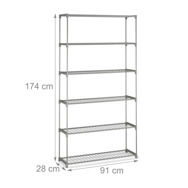 Étagère à plantes 6 rayons pratique espace vert extérieur cuisine 150 x 60 x 30 cm en métal gris 13_0017492