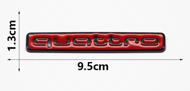 Logo Audi Quattro Emblème Calandre Noir Rouge Chrome