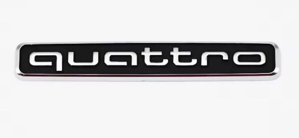 Logo Audi Quattro Emblème Calandre Noir Rouge Chrome