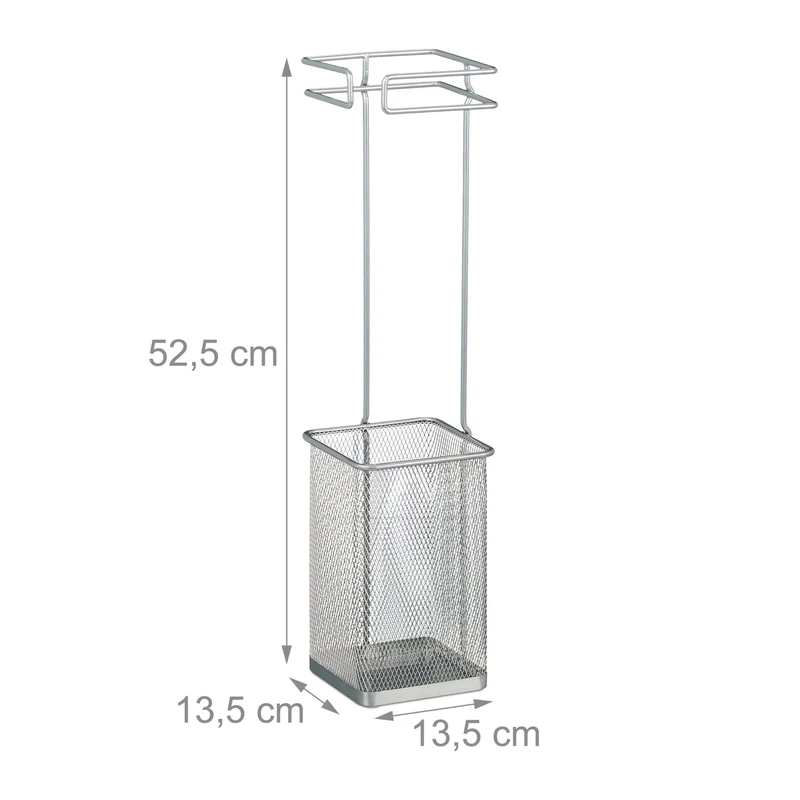 Porte-parapluie carré design moderne rangement entrée bureau 52,5 x 13,5 x 13,5 cm en métal noir 13_0014126