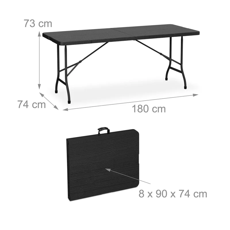 Table de jardin pliante 73 x 180 x 74 cm capacité 8 personnes style moderne en plastique marron 13_0015789