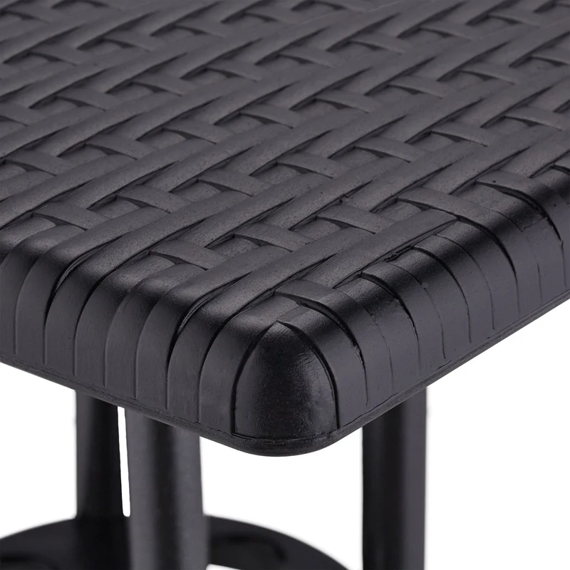 Table de jardin carrée moderne 80 x 80 x 75 cm pour 4 personnes en plastique noir 13_0012888