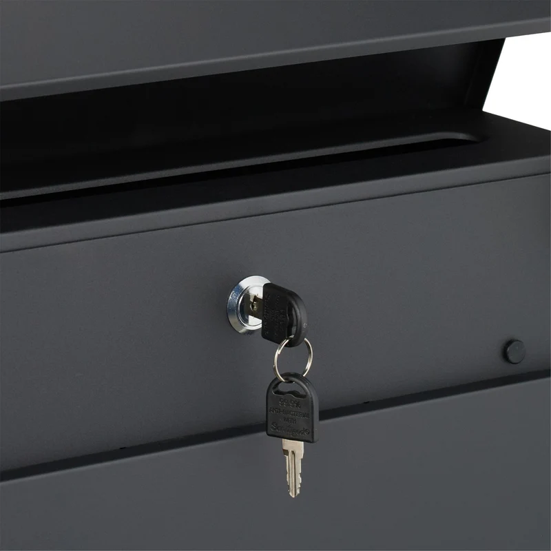 Boîte aux lettres moderne pratique avec porte-journaux 37 x 37 x 12 cm en fer noir 13_0017444