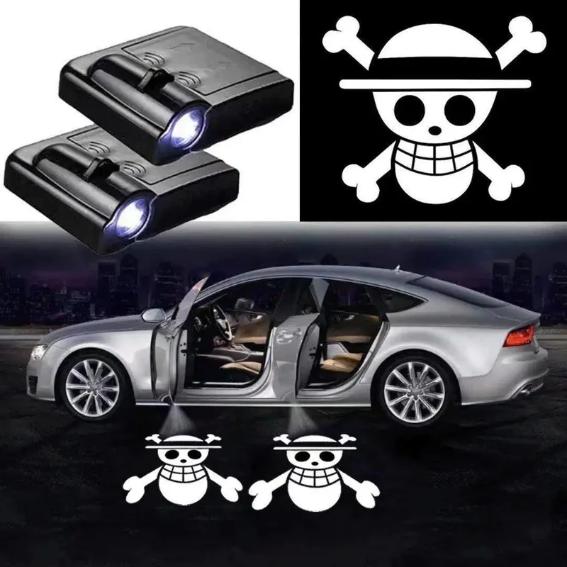 2X Projecteurs De Porte LED Pour Voiture Logo Pirates