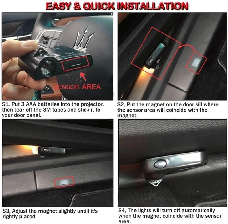 Pack 2 Projecteurs Porte LED Monster Sans Fil pour Véhicule