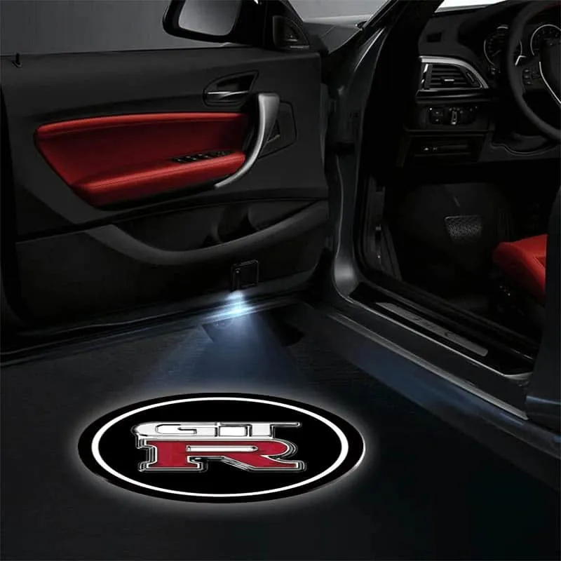 2X Projecteurs LED Sans Fil pour Portes Nissan GTR Logo
