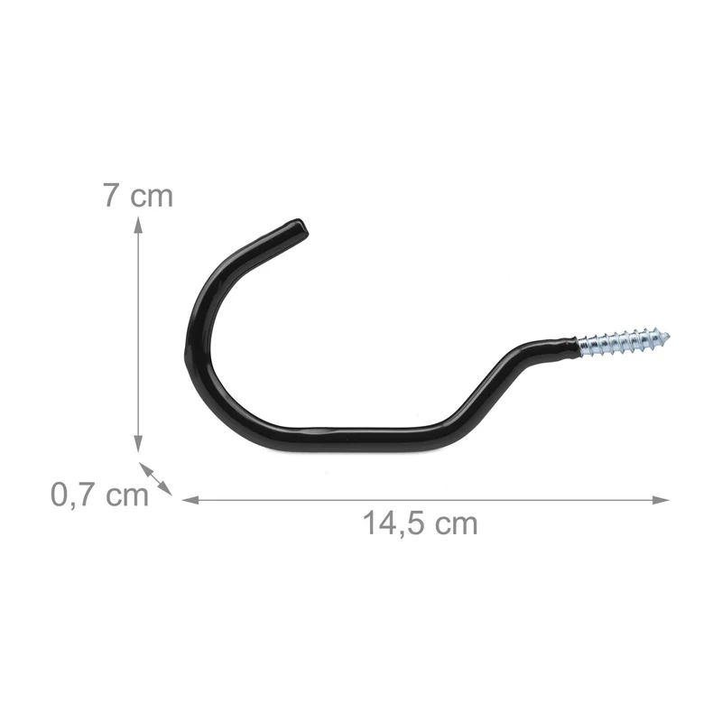 Lot de 12 crochets muraux polyvalents pour suspendre vélo outils garage cave 10 x 15 x 12 cm en PVC noir 13_0013520