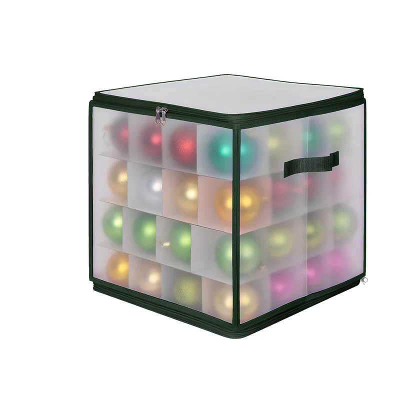 Boîte de rangement pour décorations de Noël 37 x 73 x 36 cm avec séparateurs ajustables en plastique transparent 13_0017997