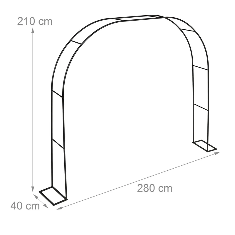 Arche de jardin décorative en métal noir 200 x 100 x 50 cm pour plantes et fleurs élégantes en acier noir 13_0016823