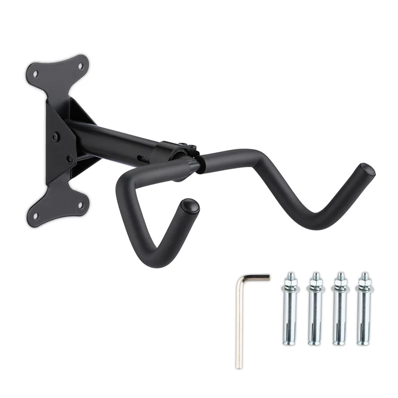 Support mural vélo pivotant extensible 25 x 15 x 10 cm rangement compact pour garage cave en métal noir 13_0017005