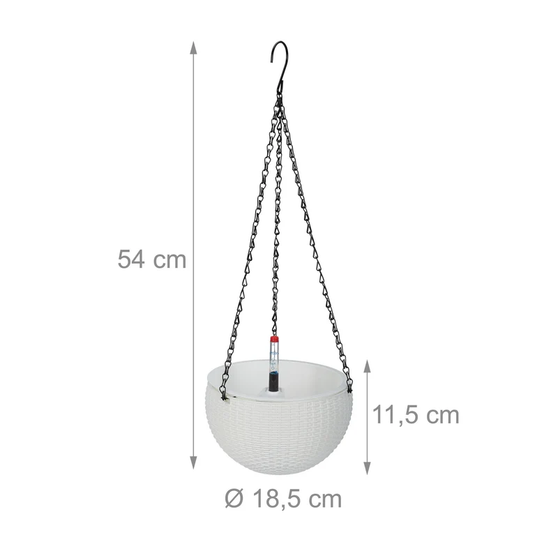 Lot de 2 pots de fleurs suspendus avec indicateur d'eau système d'arrosage automatique 24 x 24 x 20 cm en plastique blanc 13_0014787