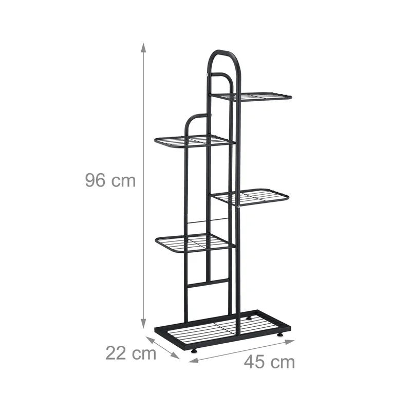 Étagère à plantes moderne escalier aménagement terrasse 85 x 30 x 25 cm en métal noir 13_0014882