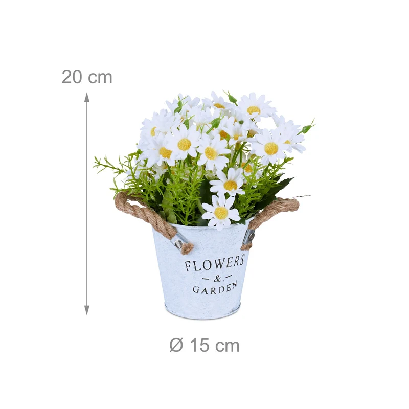Lot de 3 fausses plantes chrysanthèmes décoratives aspect naturel 15 x 15 x 15 cm en fer blanc 13_0014362
