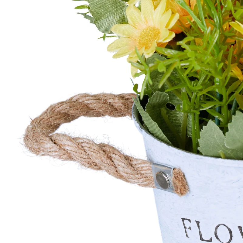 Lot de 3 fausses plantes chrysanthèmes décoratives aspect naturel 15 x 15 x 15 cm en fer blanc 13_0014362