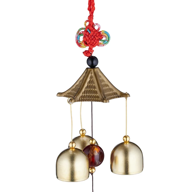 Lot de 2 carillons à vent décoration sonore pour balcon jardin produit des sons apaisants style asiatique en métal noir 13_0014408