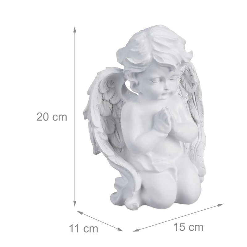 Décoration de tombe ange agenouillé prieur 25 x 15 x 10 cm en résine blanche 13_0014797