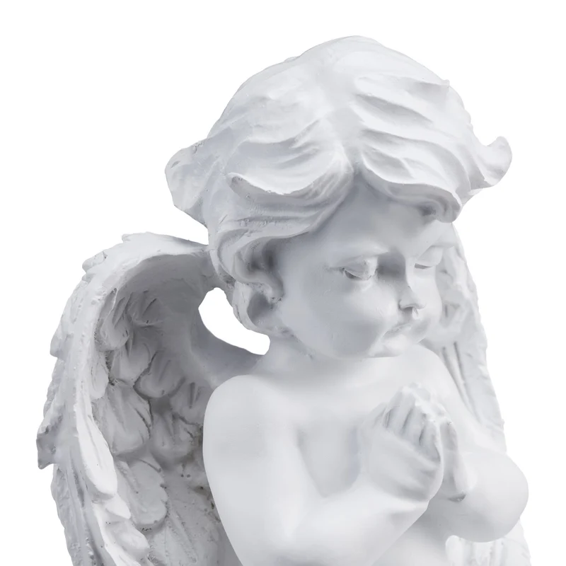 Décoration de tombe ange agenouillé prieur 25 x 15 x 10 cm en résine blanche 13_0014797