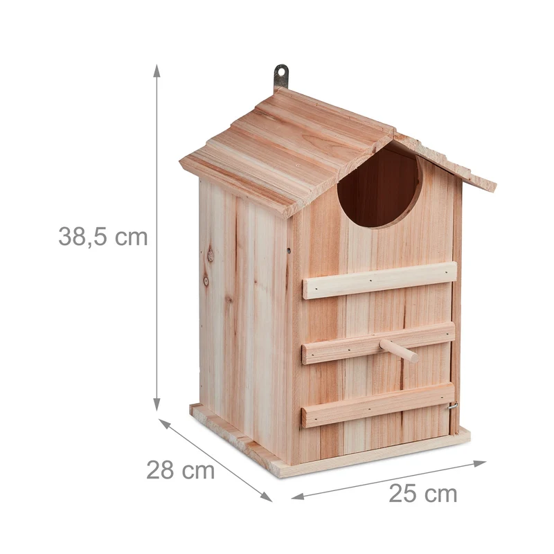 Nichoir pour chouettes extérieur accroché à un arbre ou mur 25 x 40 x 25 cm facile d'entretien rustique en bois naturel 13_0014010
