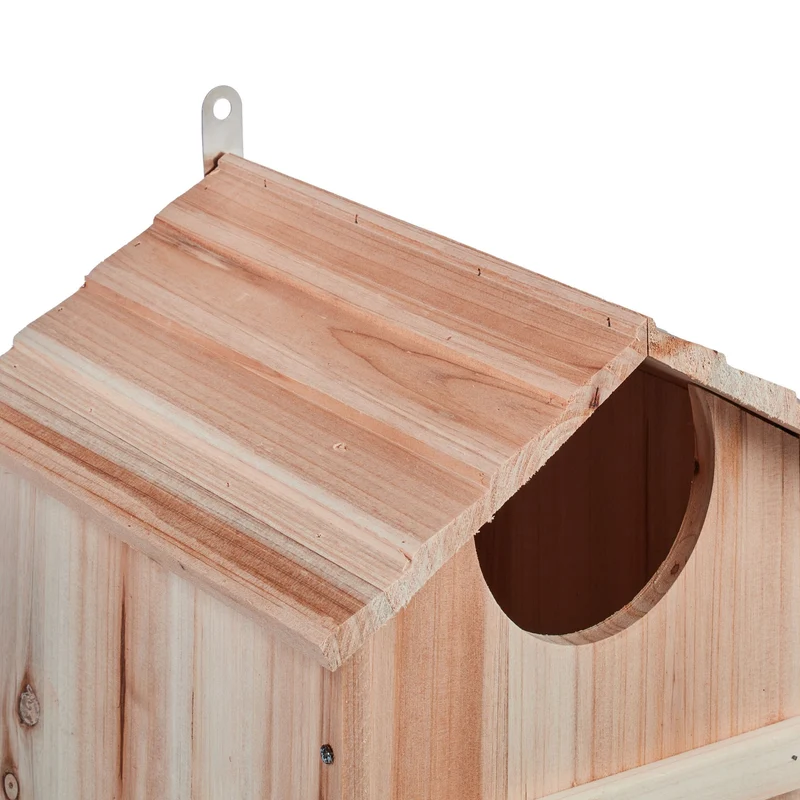 Nichoir pour chouettes extérieur accroché à un arbre ou mur 25 x 40 x 25 cm facile d'entretien rustique en bois naturel 13_0014010