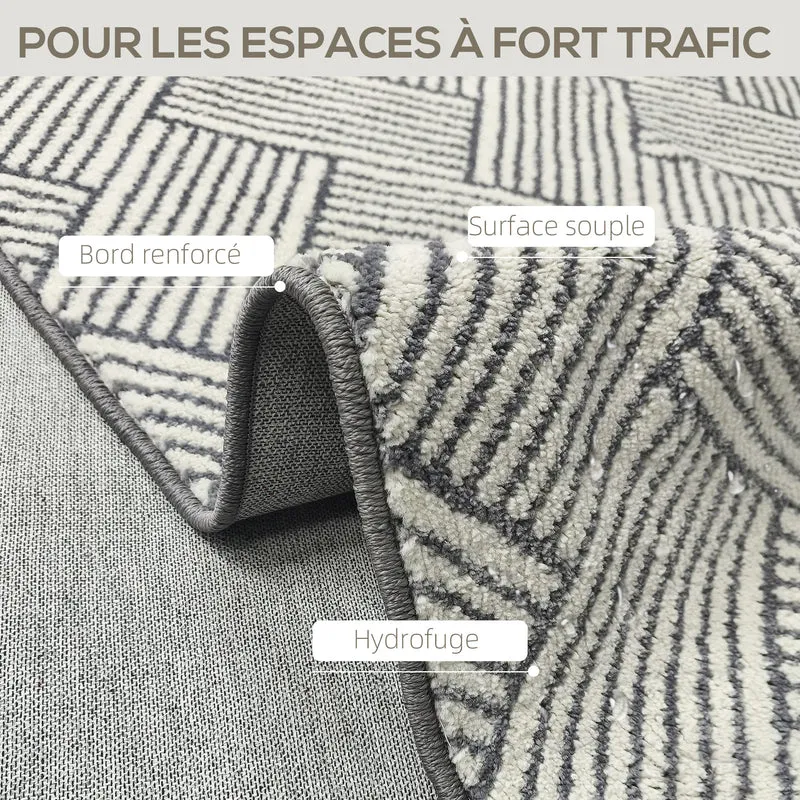 Tapis de salon 200 x 140 x 1.5 cm lavable en machine moderne compatible chauffage au sol en polypropylène gris clair 21_0003680