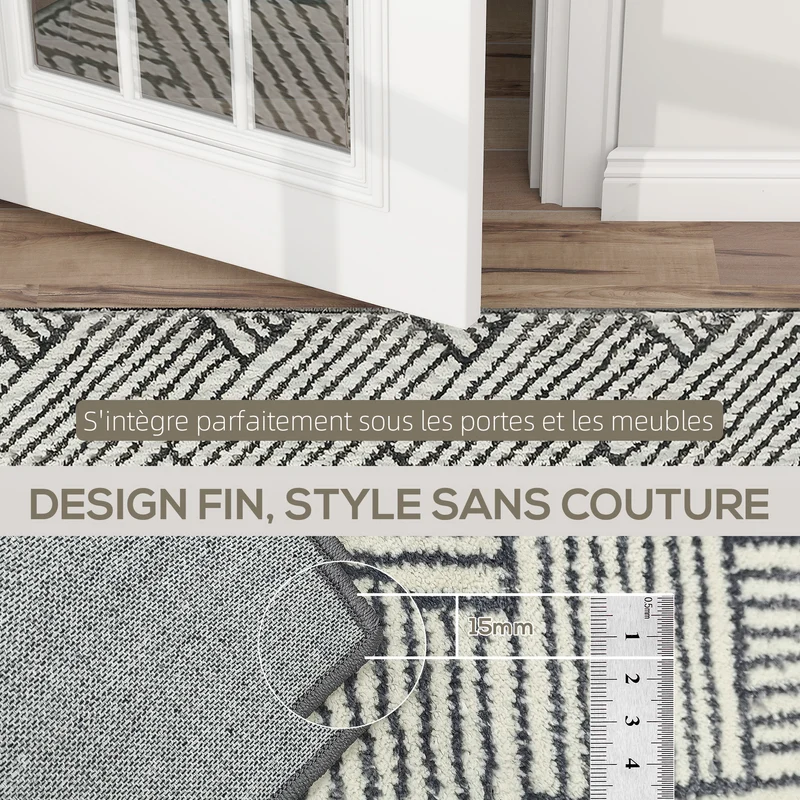 Tapis de salon 200 x 140 x 1.5 cm lavable en machine moderne compatible chauffage au sol en polypropylène gris clair 21_0003680