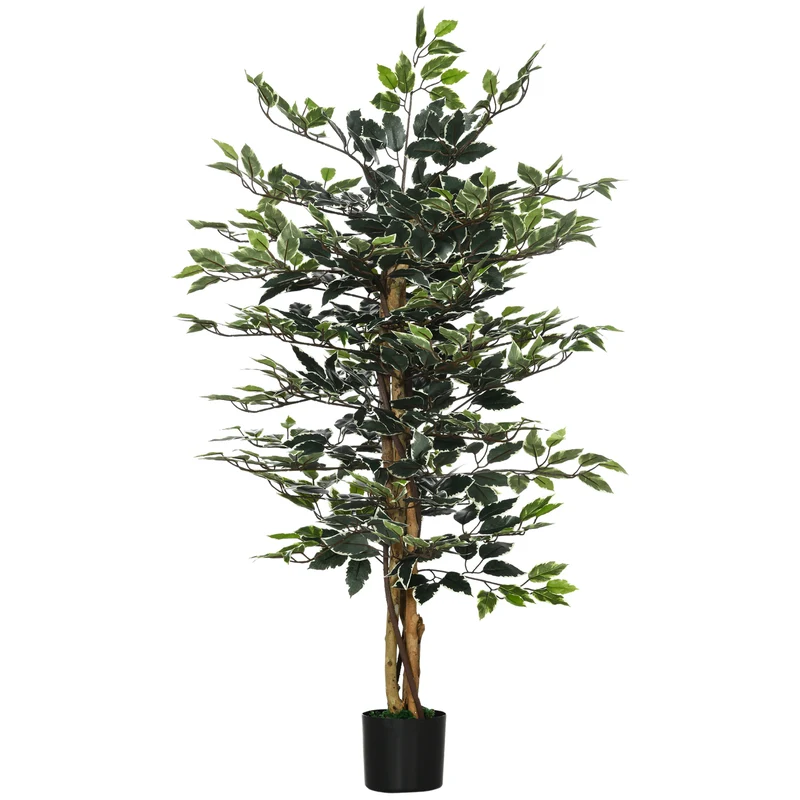 Plante artificielle ficus salon 15 x 15 x 130 cm feuillage dense grand réalisme style contemporain en polyéthylène vert 21_0001257