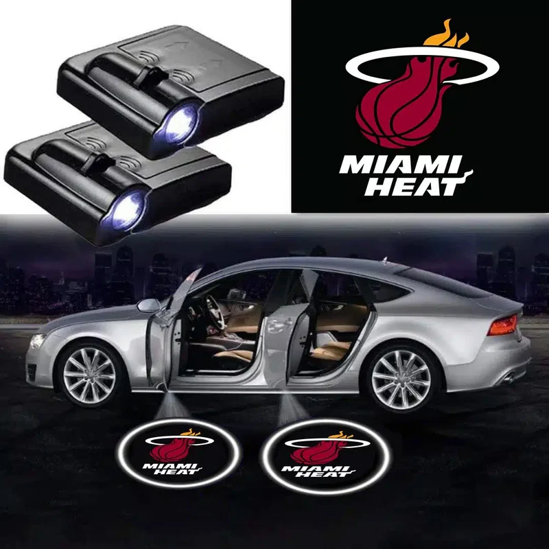 2X projecteurs de porte LED pour voiture logo Miami Heat
