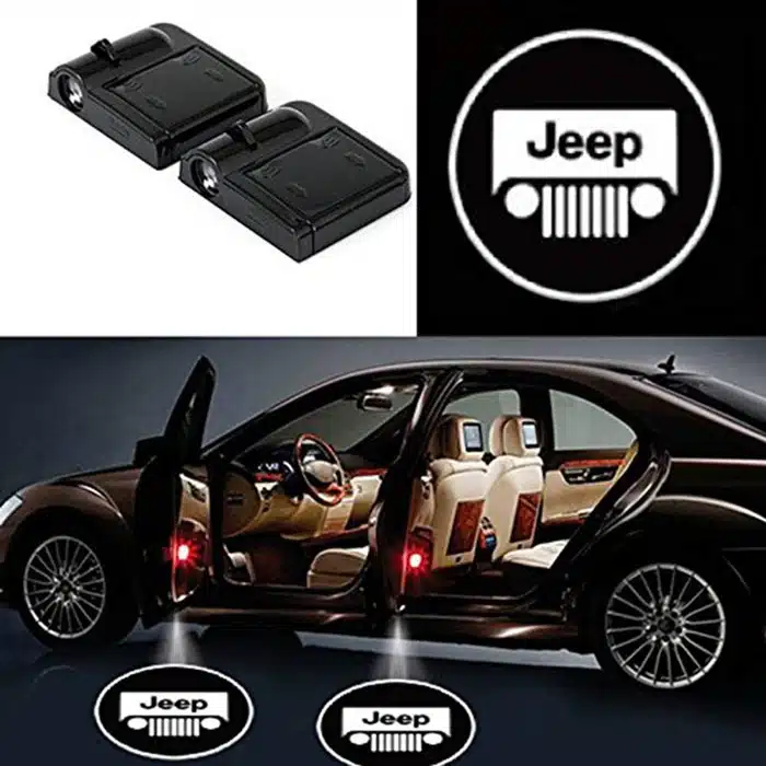 2x projecteurs de porte LED Jeep sans fil avec logo